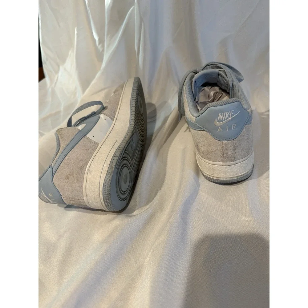 Nike Air Force 1‎ Low Gray Suede White Sneakers Men's Casual Shoes 11.5 Blue